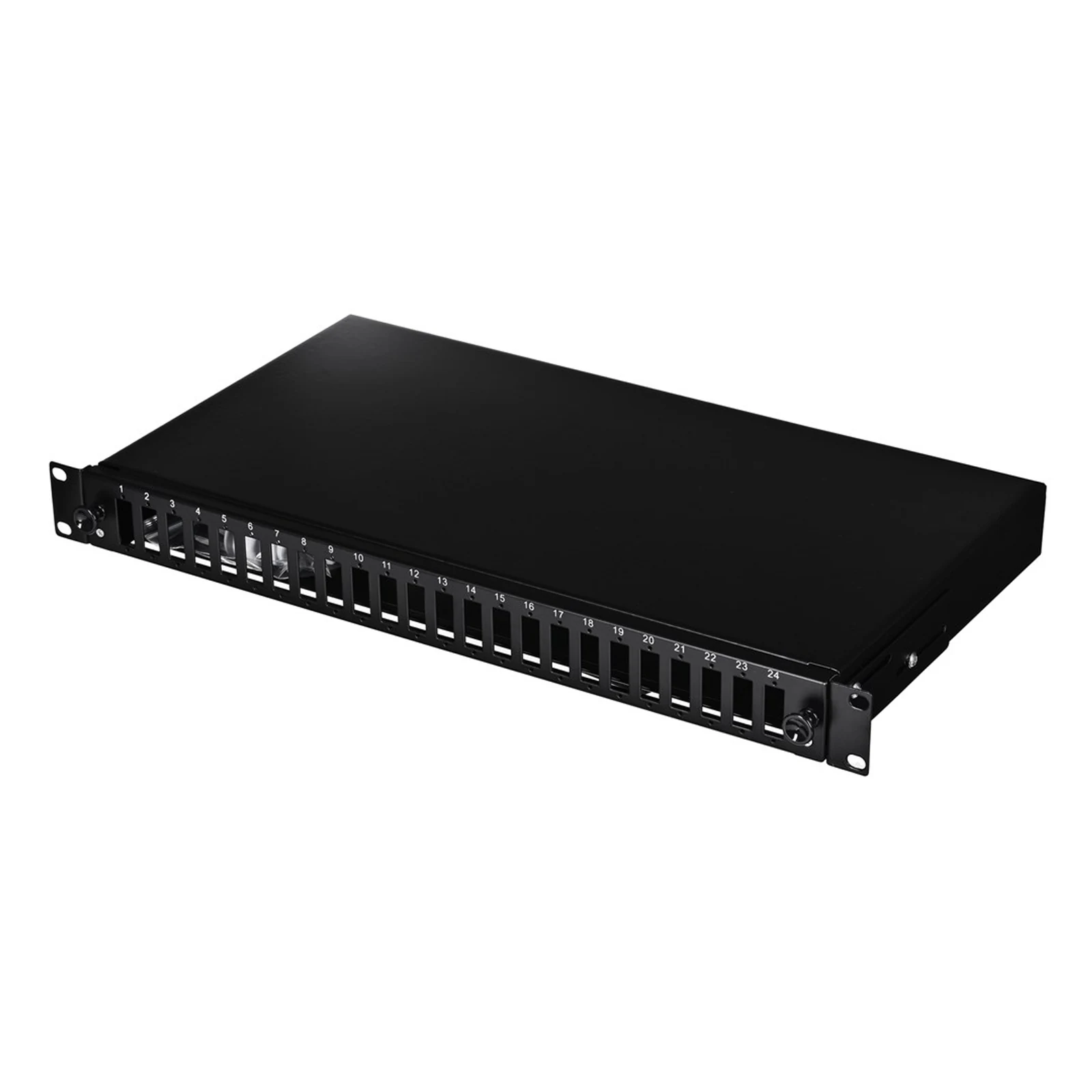 Przełącznica światłowodowa Alantec FOP-1U-24SCD-C 19" 1U, 24xSC duplex / 24xLC quad, wysuwalna z akcesoriami montażowymi — zdjęcie 1 z 3