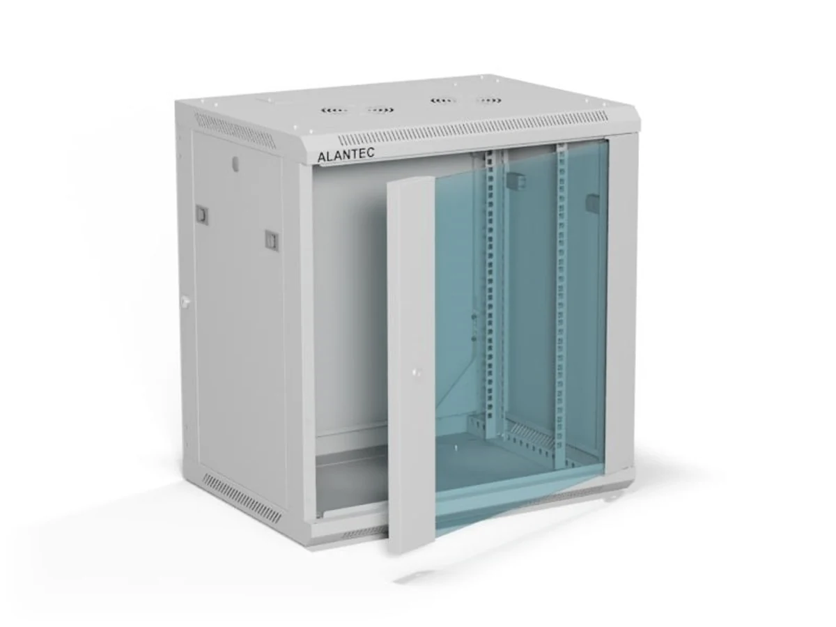ALANTEC Szafa Wisząca 12U, 600x450, Drzwi Szklane, Szara