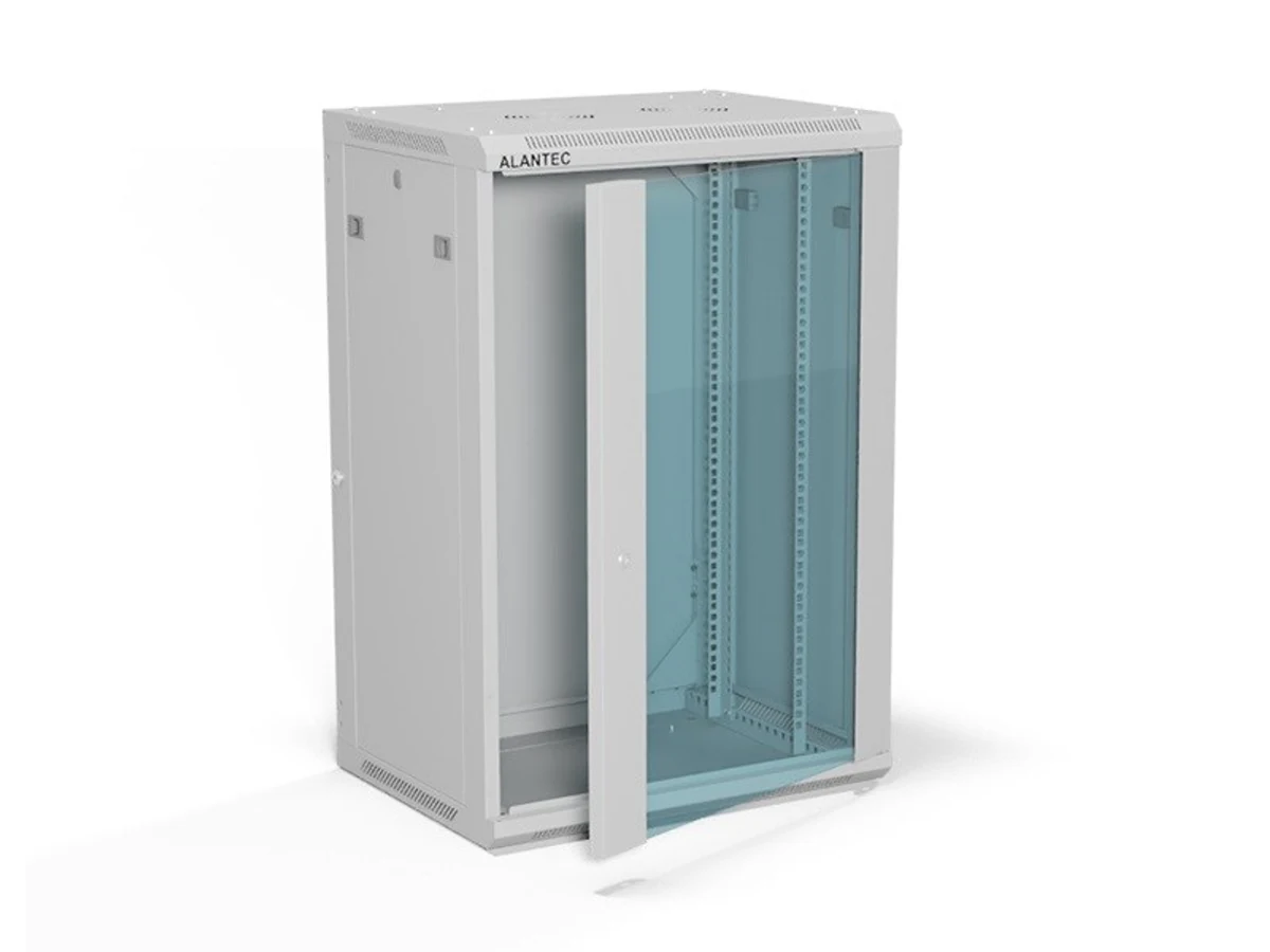 ALANTEC Szafa Wisząca 19" 18U, Drzwi Szklane, Szara