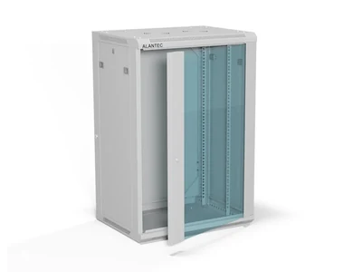 Szafa wisząca ALANTEC 19" 18U, szklane drzwi, szara, zmontowana