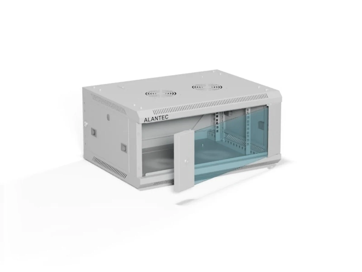 ALANTEC Szafa wisząca 19" 4U, drzwi szklane, szara