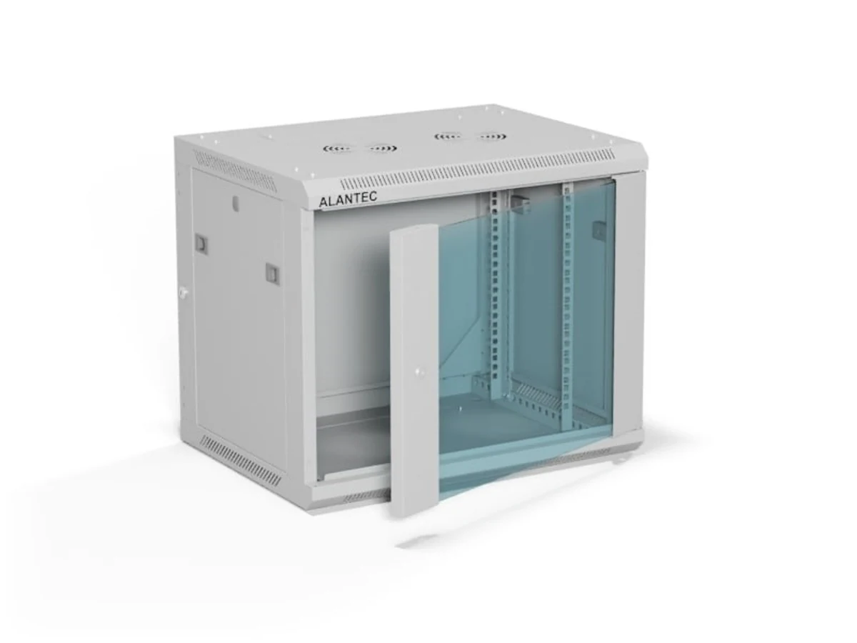 ALANTEC Szafa wisząca 19" 9U, drzwi szklane, szara