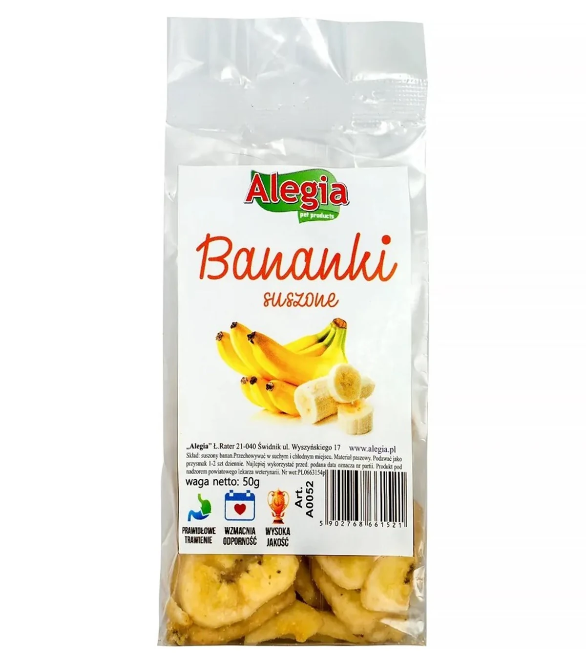 Przysmak dla gryzoni: Banany suszone Alegia 50g