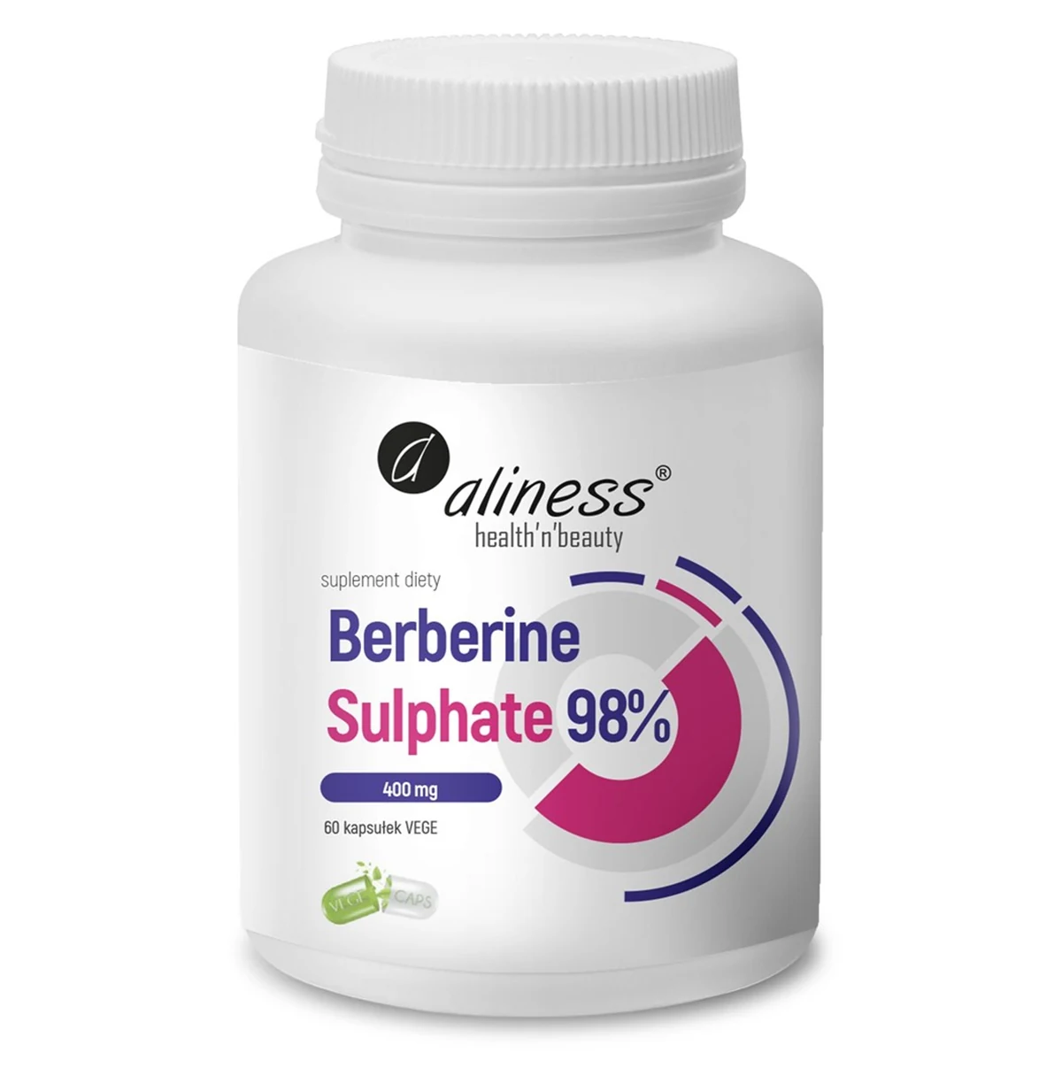 Berberyna HCL 98% 400mg x 60 kapsułek wegańskich - Aliness