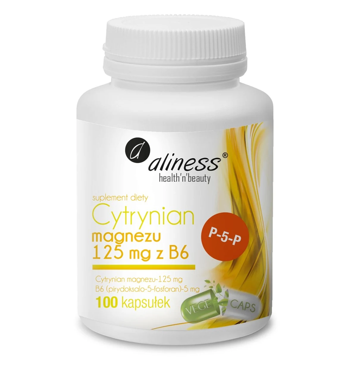 Aliness Cytrynian Magnezu 125 mg z B6 (P-5-P) x 100 VEGE kaps.