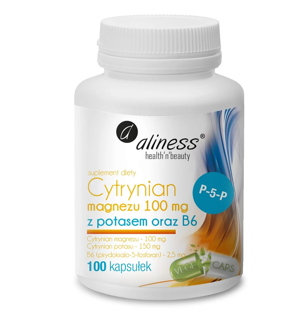 Aliness Cytrynian Magnezu z Potasem x 100 VEGE kaps.