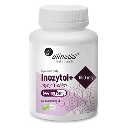 Aliness Inozytol Myo/D-Chiro 650mg + B6 100 kaps. wegańskich