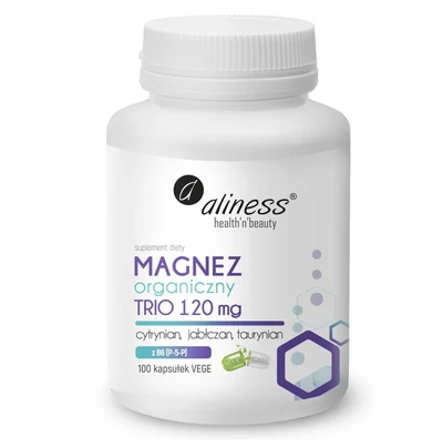 Aliness Magnez organiczny TRIO 120 mg z B6 (P-5-P) x 100 VEGE kaps.