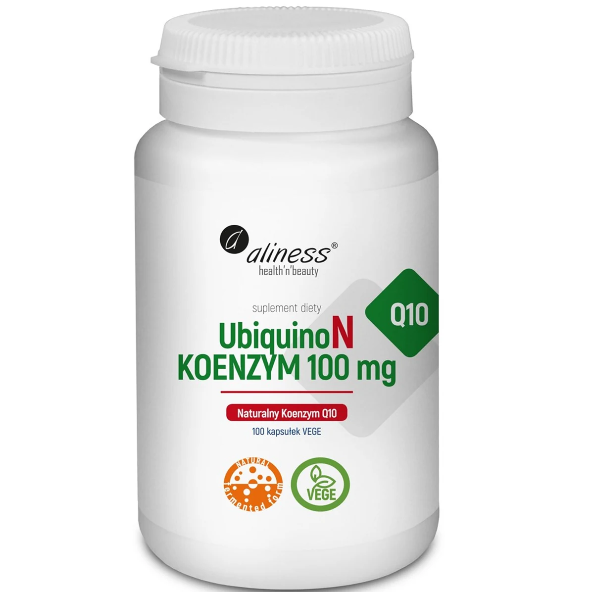 Aliness UbiquinoN Naturalny KOENZYM Q10 100mg x 100 Vege kaps.