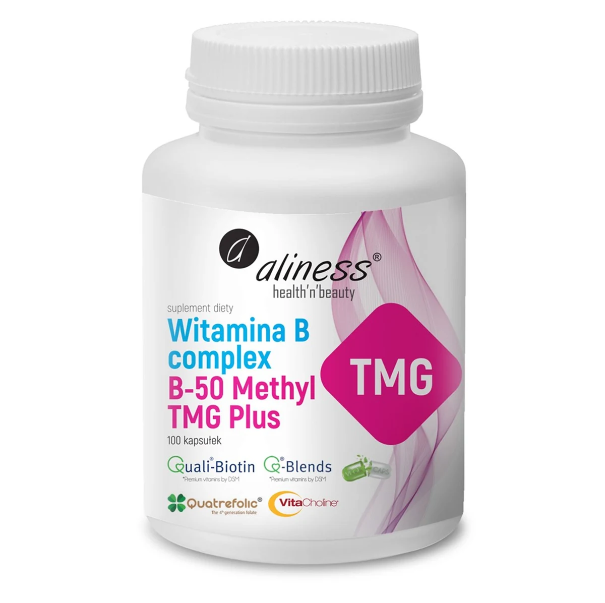 Witamina B50 Methyl TMG Plus, Aliness, 100 kapsułek wegańskich