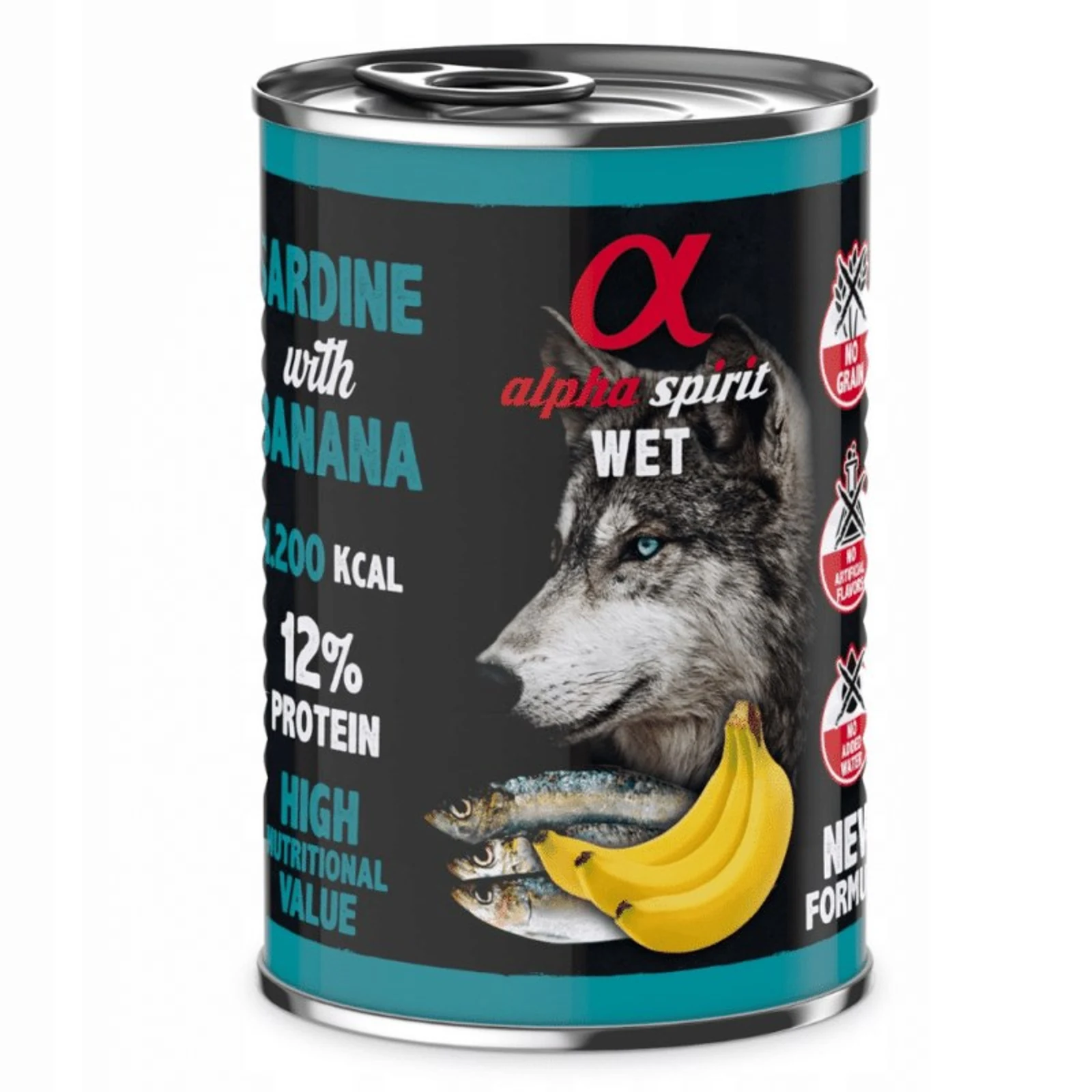 Mokra karma dla psa Alpha Spirit Sardynka & Banan 400 g