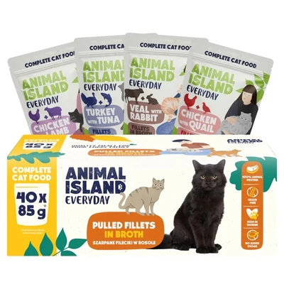 Zestaw mokrej karmy dla kota ANIMAL ISLAND Everyday, 40 saszetek po 85g, mix smaków