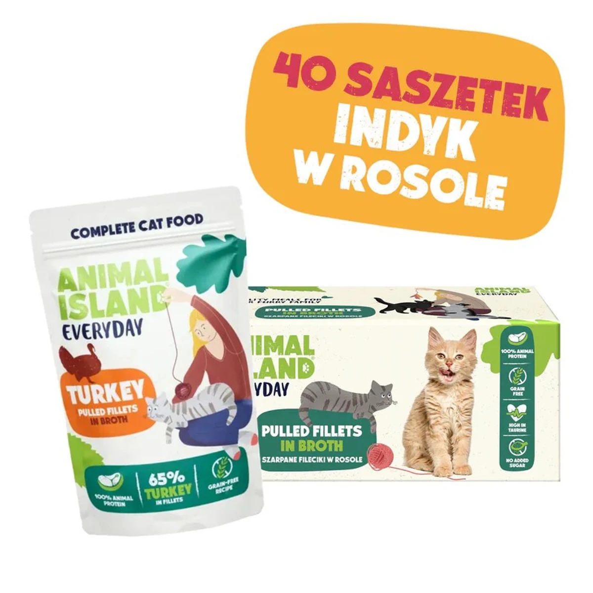 ANIMAL ISLAND Indyk w rosole 40x85g dla kota