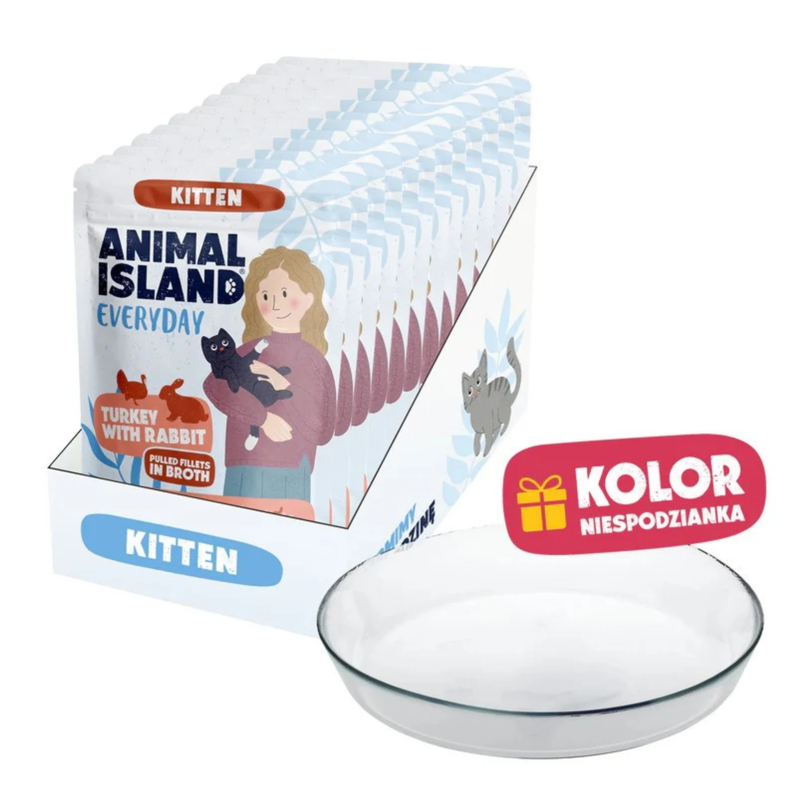 ANIMAL ISLAND Kitten indyk,królik 12x85g+talerzyk — zdjęcie 1 z 3