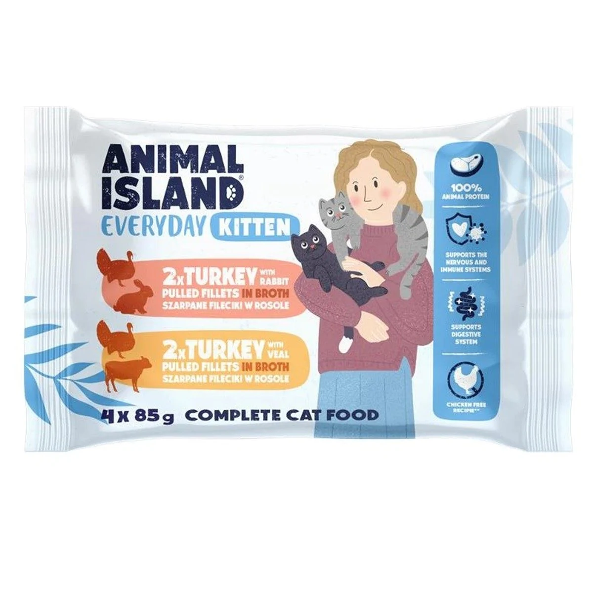 ANIMAL ISLAND Kitten indyk/królik/cielęcina 4x85g