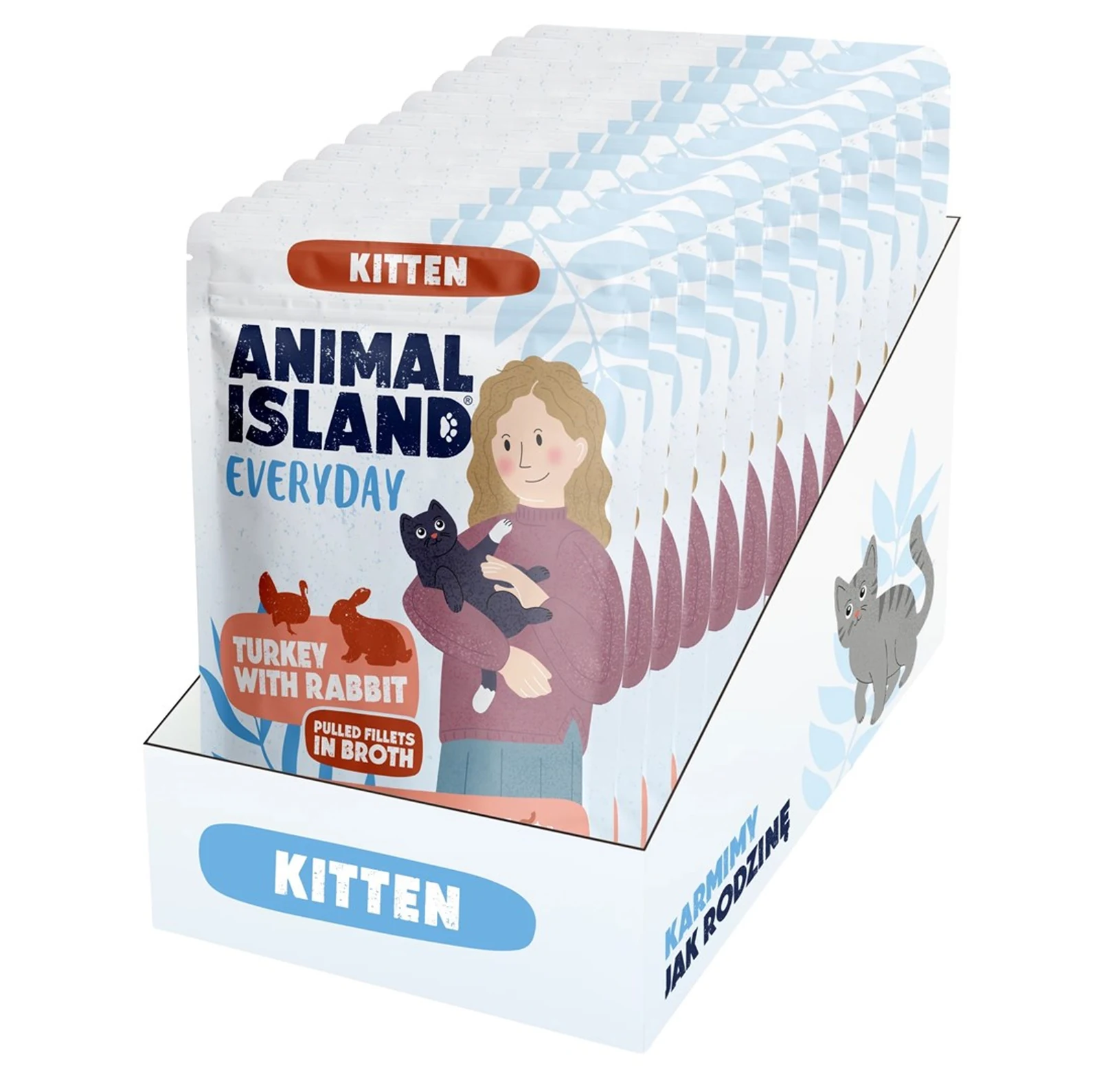 Mokra karma dla kociąt ANIMAL ISLAND z indykiem i królikiem 12x85g