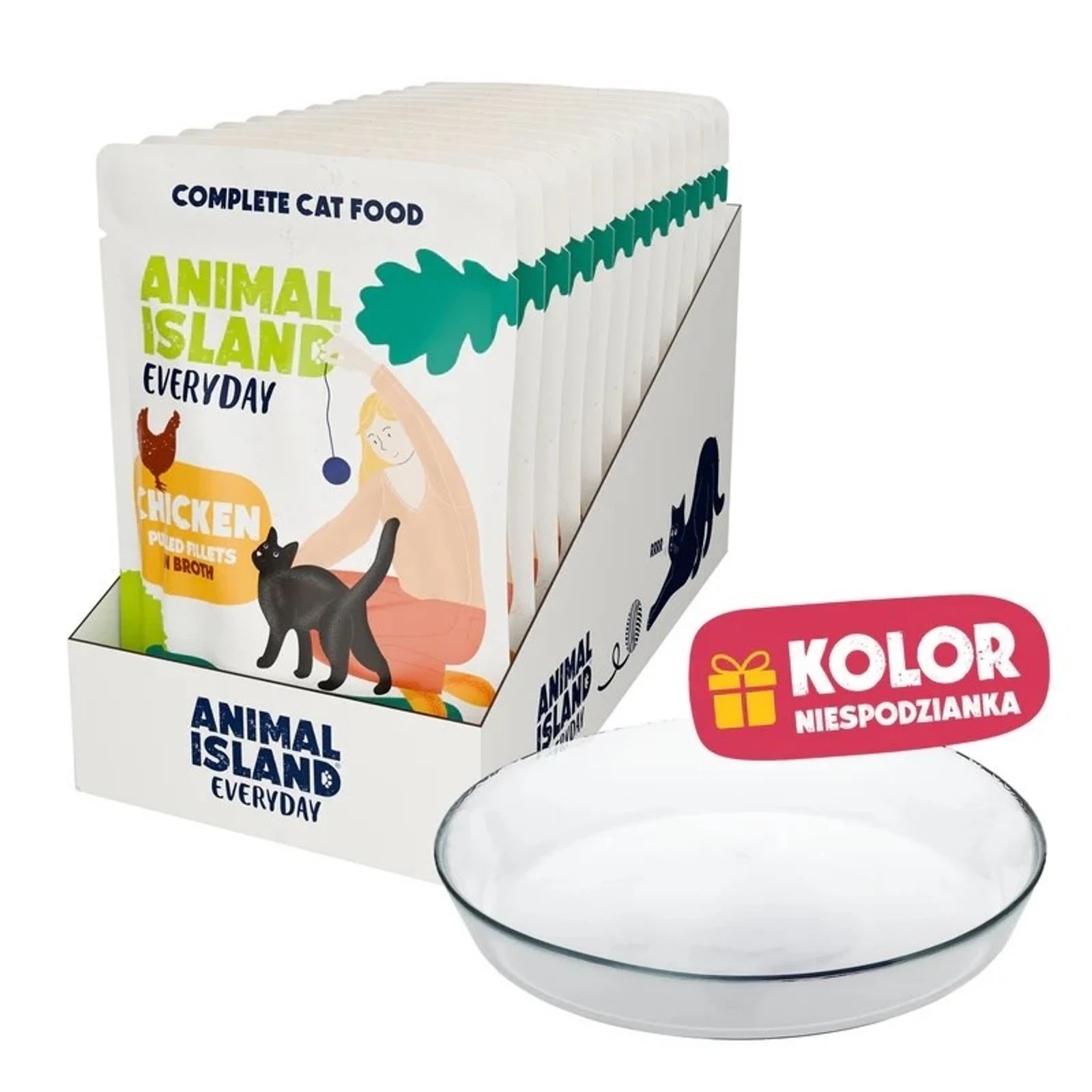 ANIMAL ISLAND Kurczak w filecie 12x85g+talerzyk