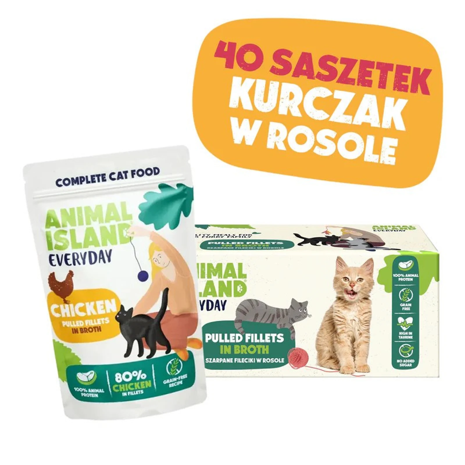 Mokra karma dla psa ANIMAL ISLAND z kurczakiem w rosole 40 saszetek po 85g — zdjęcie 1 z 4