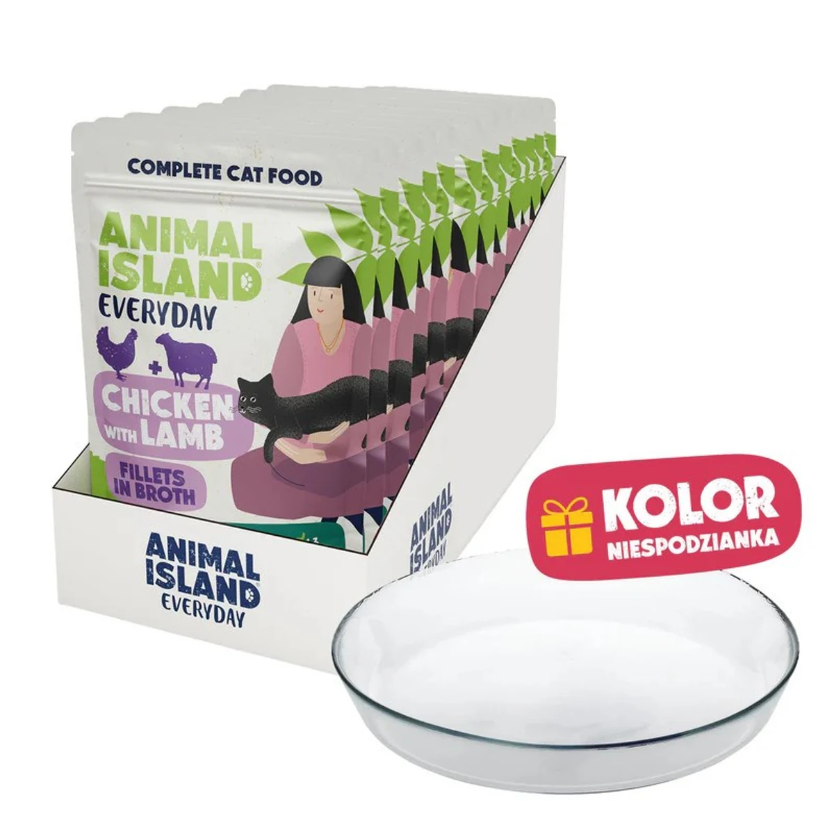 ANIMAL ISLAND kurczak z jagnięciną 12x85g+talerzyk