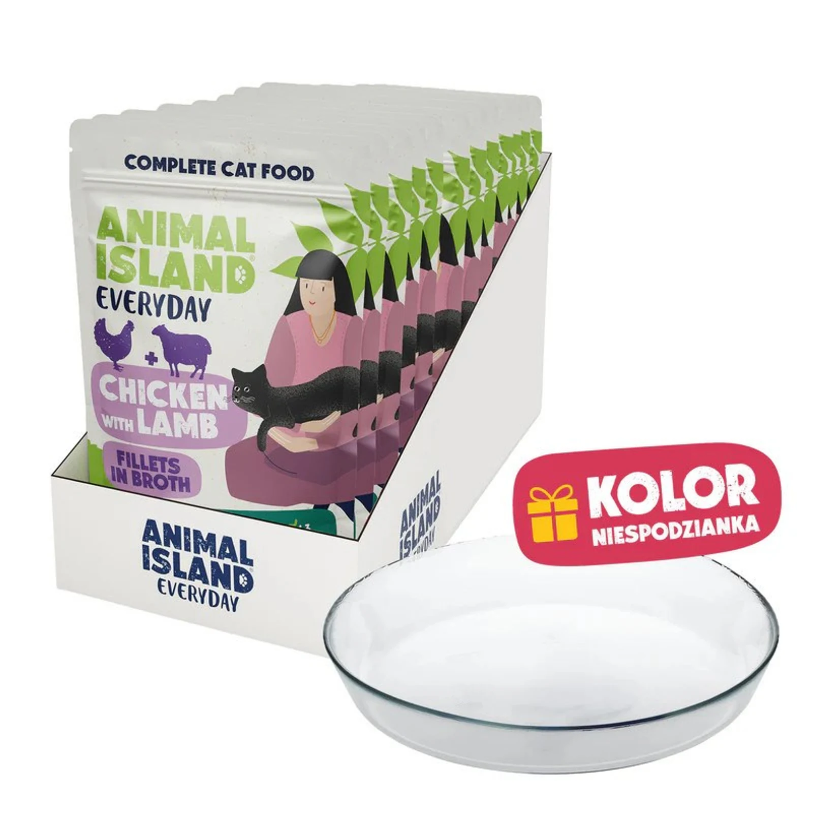 ANIMAL ISLAND kurczak z jagnięciną 12x85g+talerzyk