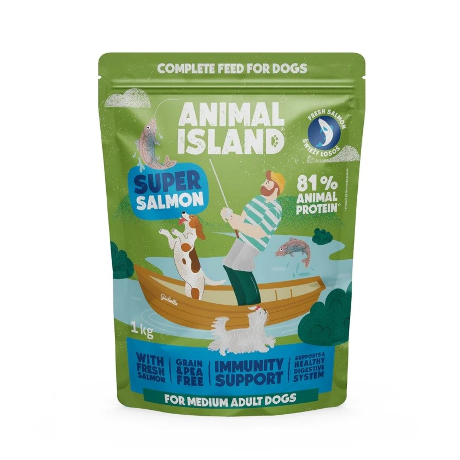 ANIMAL ISLAND łosoś sucha pies 1 kg — zdjęcie 1 z 5