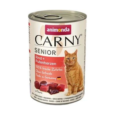 Mokra karma dla psów seniorów Animonda Carny, wołowina i serca indyka, 400g