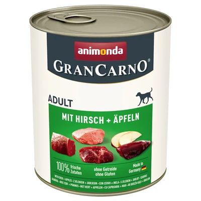 Mokra karma dla dorosłych psów Animonda GranCarno z jeleniem i jabłkiem 800g