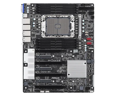 Płyta główna serwerowa Intel ASRock C621A WS LGA 4189, 8x DDR4 RDIMM/LRDIMM 3200 MHz, 4x PCIe 4.0 x16, 3x PCIe 4.0 x8, 2x 1