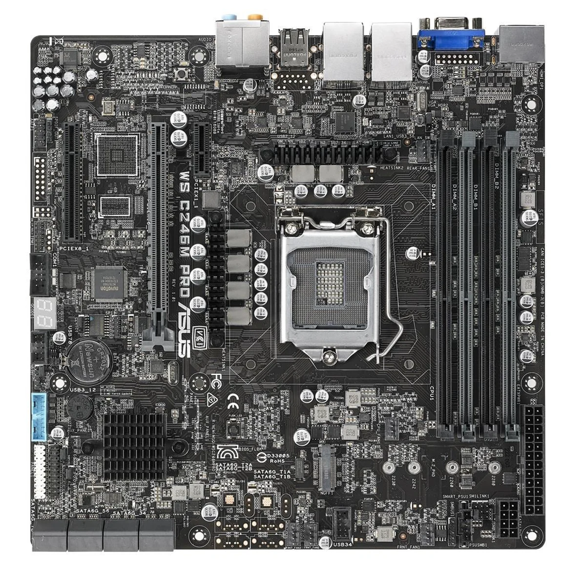 Płyta główna serwerowa ASUS WS C246M PRO, LGA1151, chipset Intel C246, 4x DDR4 2666 UDIMM, 3x PCIe 3.0, 8x SATA, Intel Rapid Storage, Intel I210AT, i2