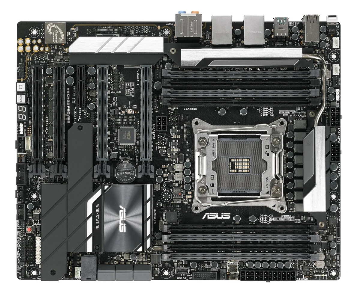 Płyta główna serwerowa ASUS WS C422 PRO/SE z gniazdem Intel Socket 2066, chipsetem C422, 8 slotami DDR4 2666 RDIMM/LRDIMM, interfejsem ASPEED AST2500 64MB
