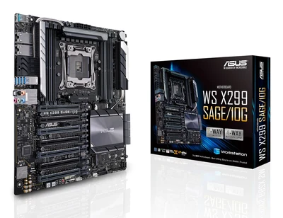 Płyta główna serwerowa ASUS WS X299 SAGE/10G, Intel X299, 8 slotów DDR4 4200(O.C.)/2933 Non-ECC, 7x PCIe 3.0, 2x M.2, 8x SATA,