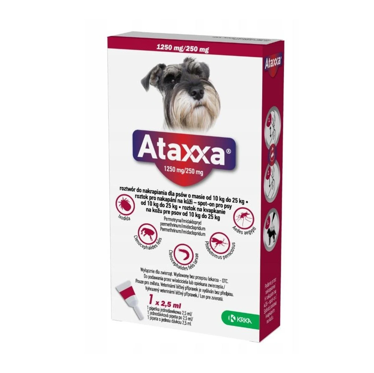 ATAXXA 1250mg/250mg - Krople Spot-On dla psa, 2,5 ml (1 pipeta)
