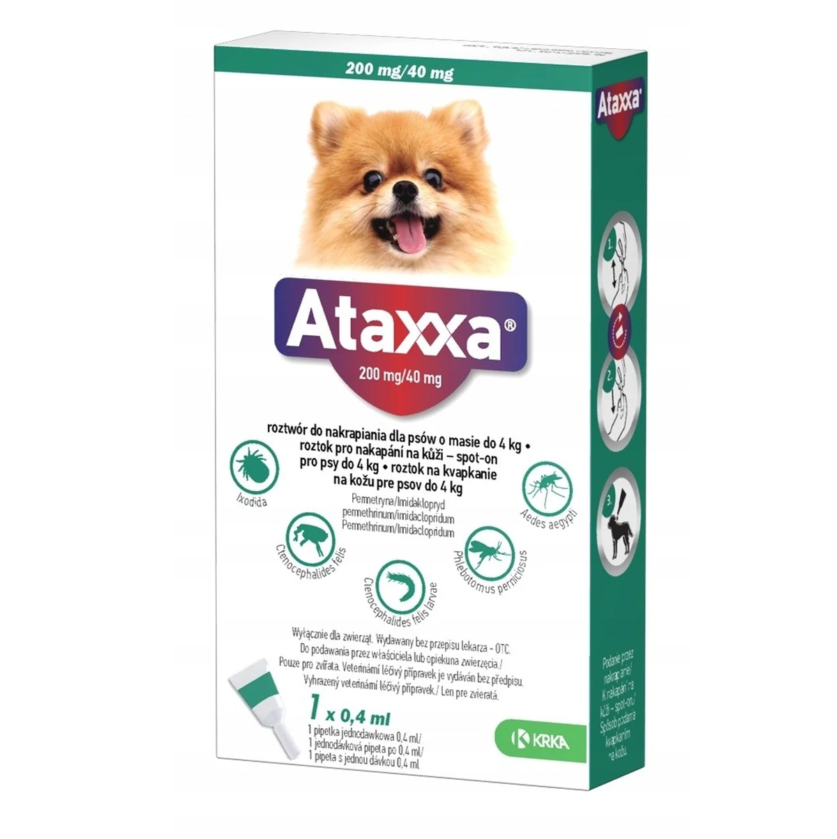 Krople spot-on dla psa ATAXXA 200 mg/40 mg, 0,4 ml, 1 pipeta