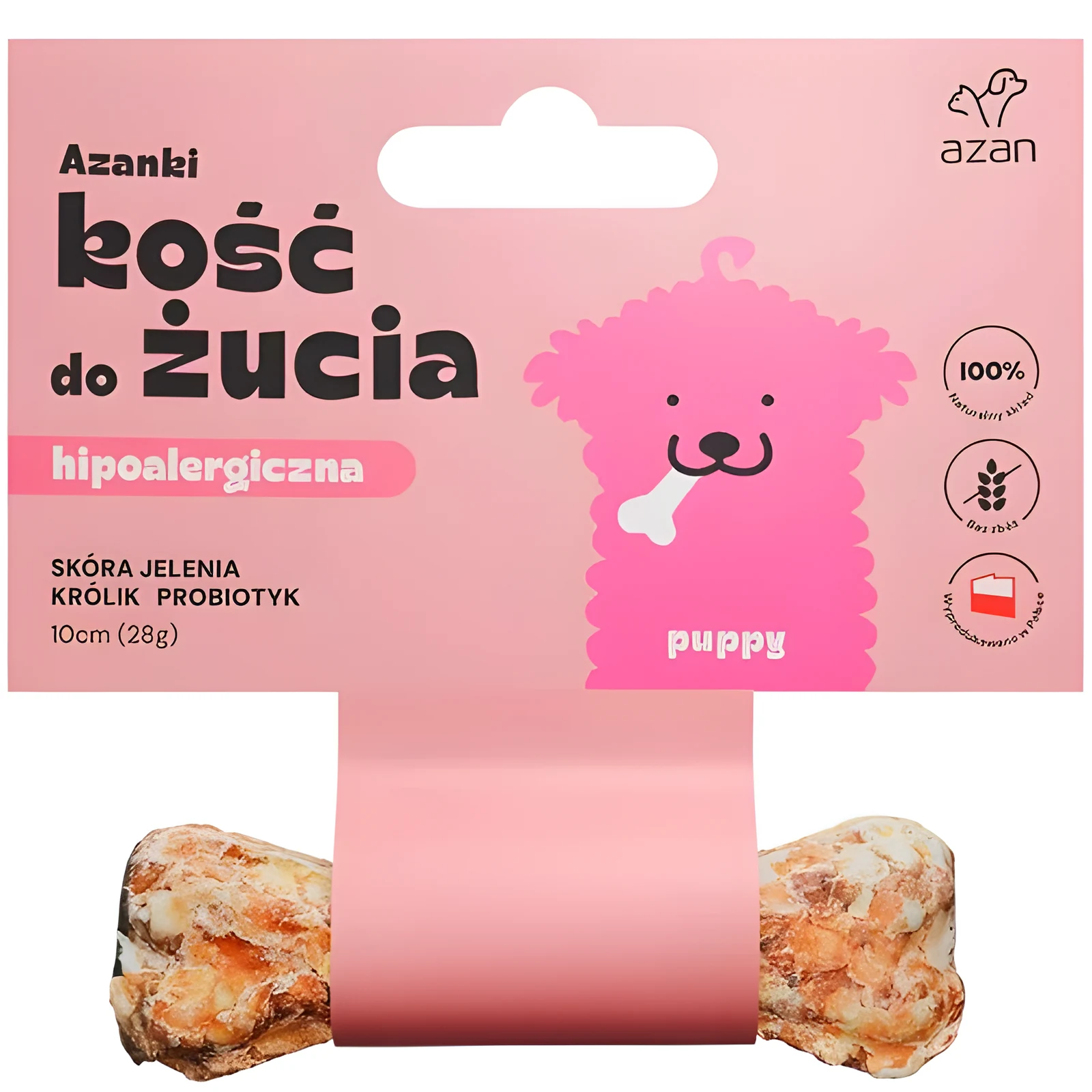 AZANKI Kość hipoalergiczna ze skóry jelenia 10cm