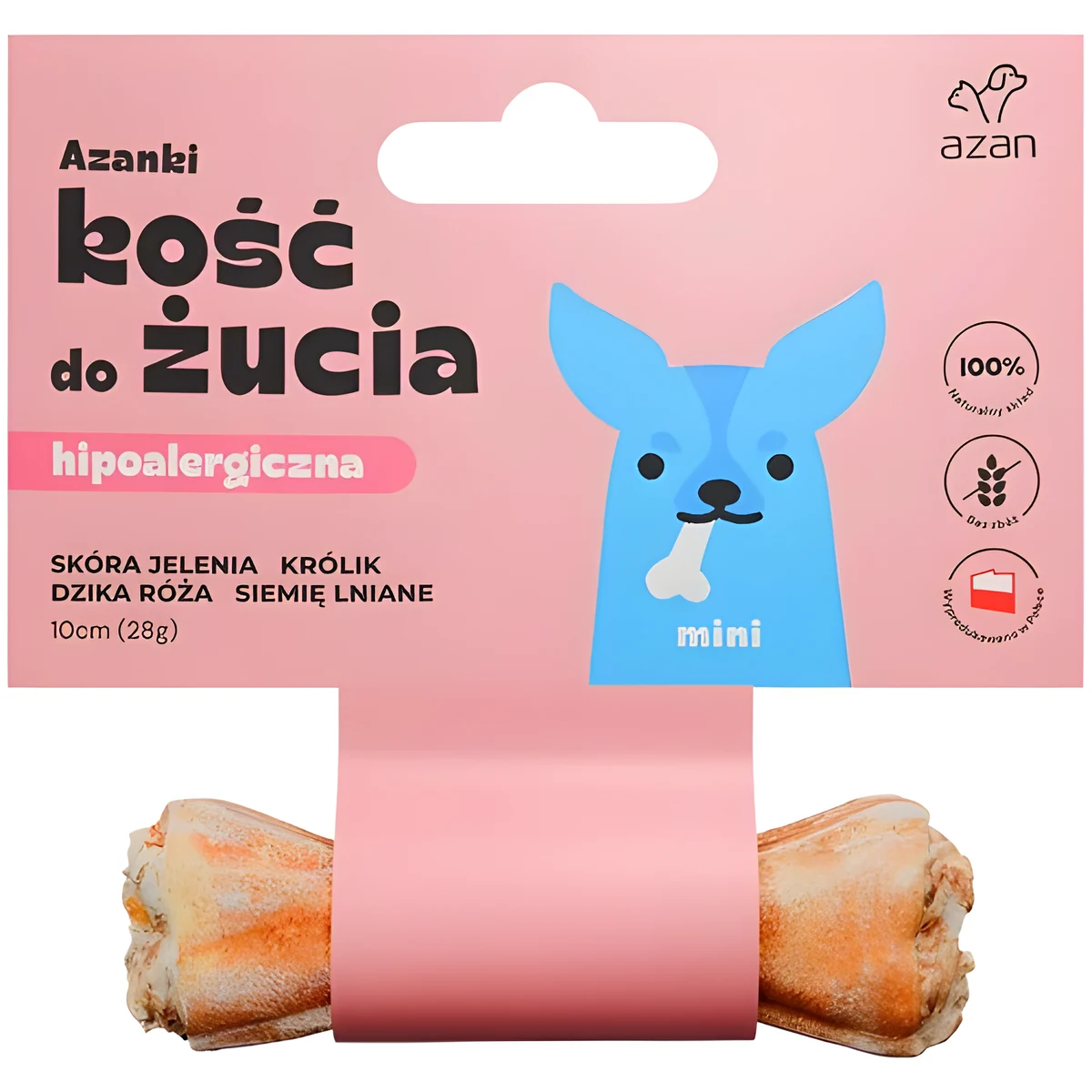 AZANKI Kość hipoalergiczna ze skóry jelenia MINI 10cm