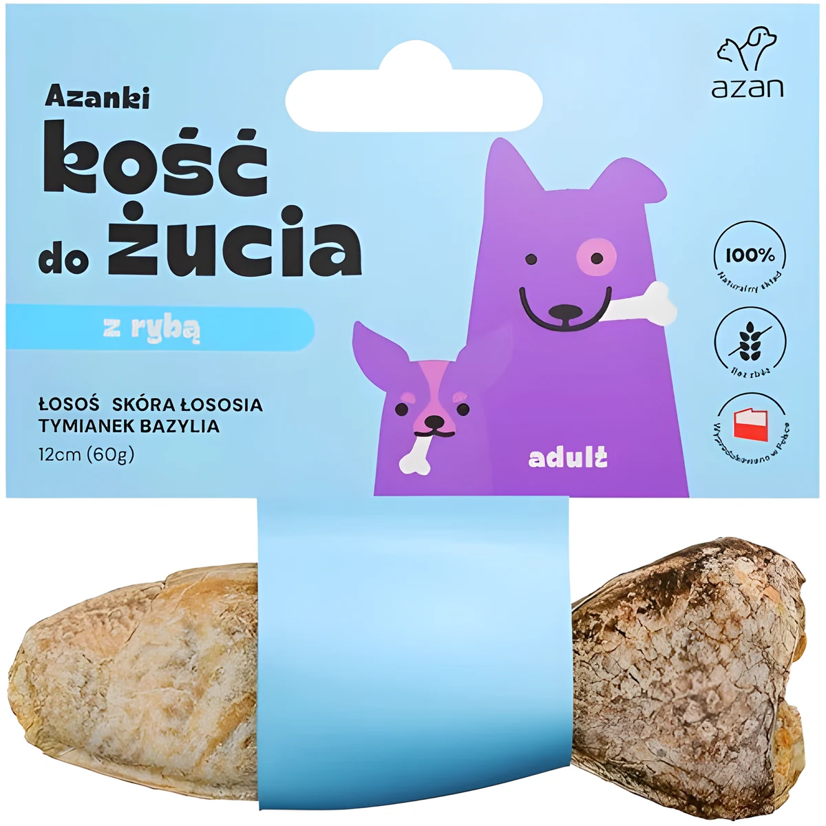 AZANKI Kość z łosoś 12cm, hipoalergiczna