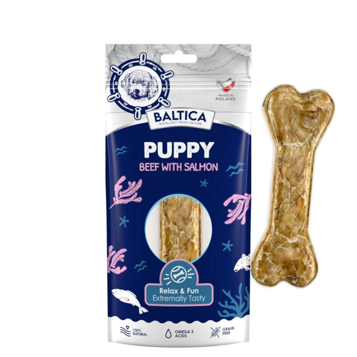 BALTICA EXCELLENT Bone Snack Puppy Beef & Salmon 1szt