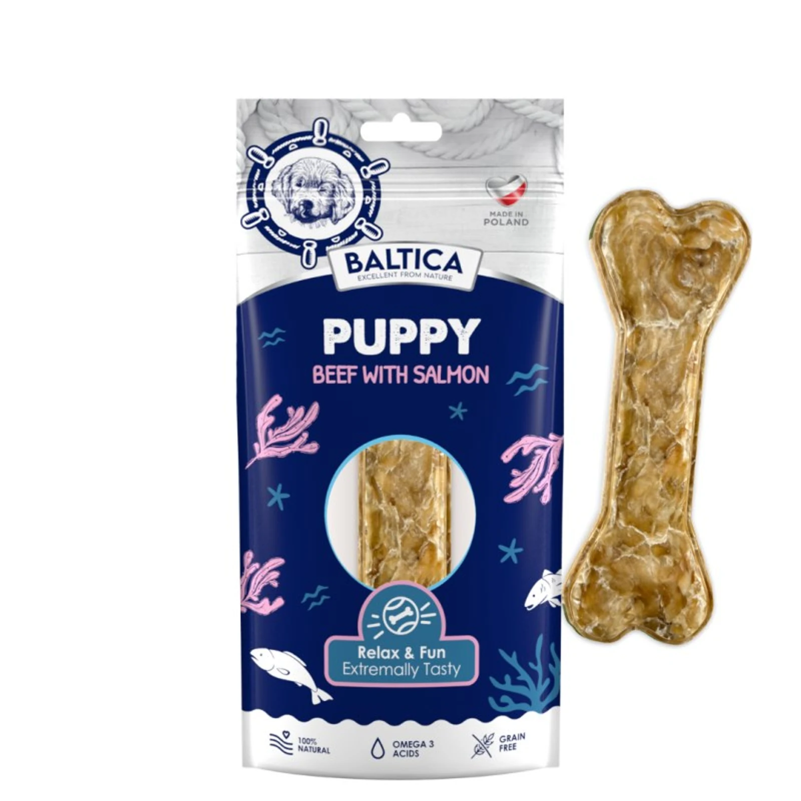 BALTICA EXCELLENT Bone Snack Puppy Beef & Salmon 1szt