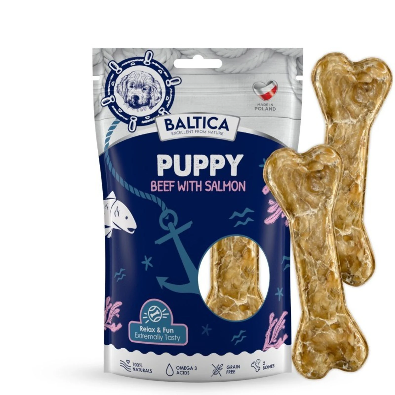 BALTICA EXCELLENT Bone Snack Puppy Beef & Salmon 2szt