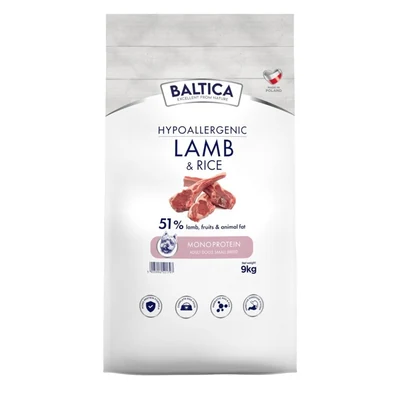 Karma sucha dla dorosłych psów małych ras BALTICA Nutraceutic z jagnięciną i ryżem 9kg