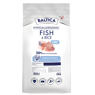 Hipoalergiczna karma sucha Baltica Nutraceutic z rybą i ryżem dla psów z nadwagą 12kg
