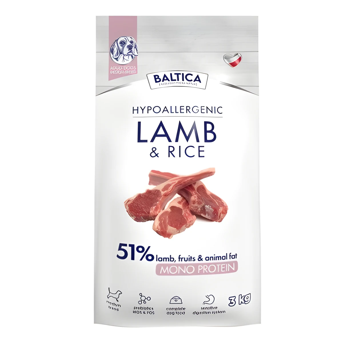 BALTICA NUTRACEUTIC Hypoallergenic Lamb & Rice M 3kg