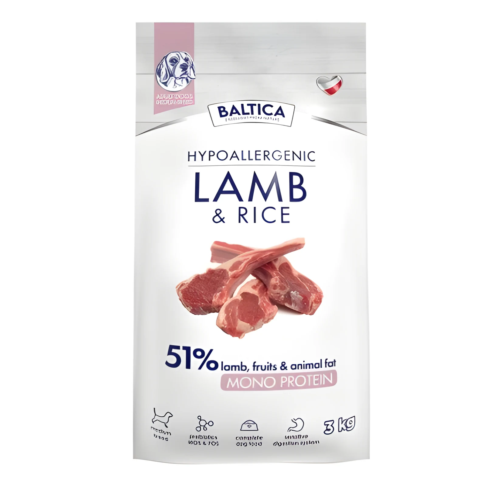 BALTICA NUTRACEUTIC Hypoallergenic Lamb & Rice M 3kg — zdjęcie 1 z 2