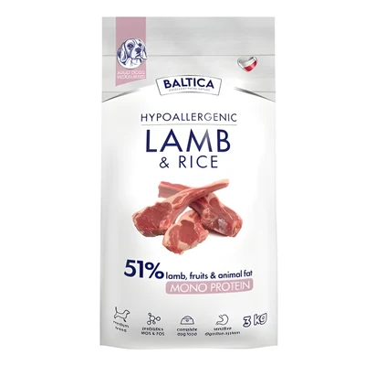 Hipoalergiczna karma sucha dla psów średnich ras - Baltica Nutraceutic z jagnięciną i ryżem 3kg
