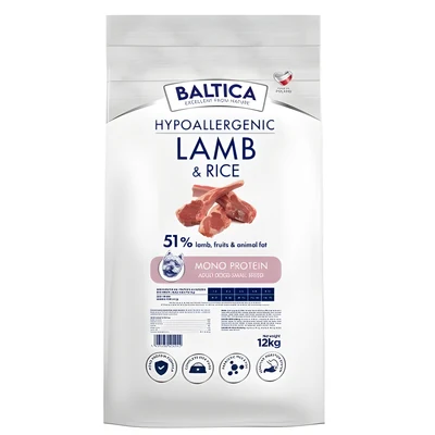 Hipoalergiczna karma sucha dla psów małych i średnich ras - Baltica Nutraceutic z jagnięciną i ryżem 12kg