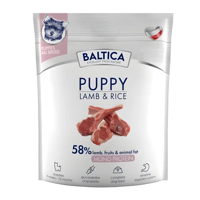 Hipoalergiczna karma dla szczeniąt Baltica Nutraceutic Jagnięcina z Ryżem 1kg