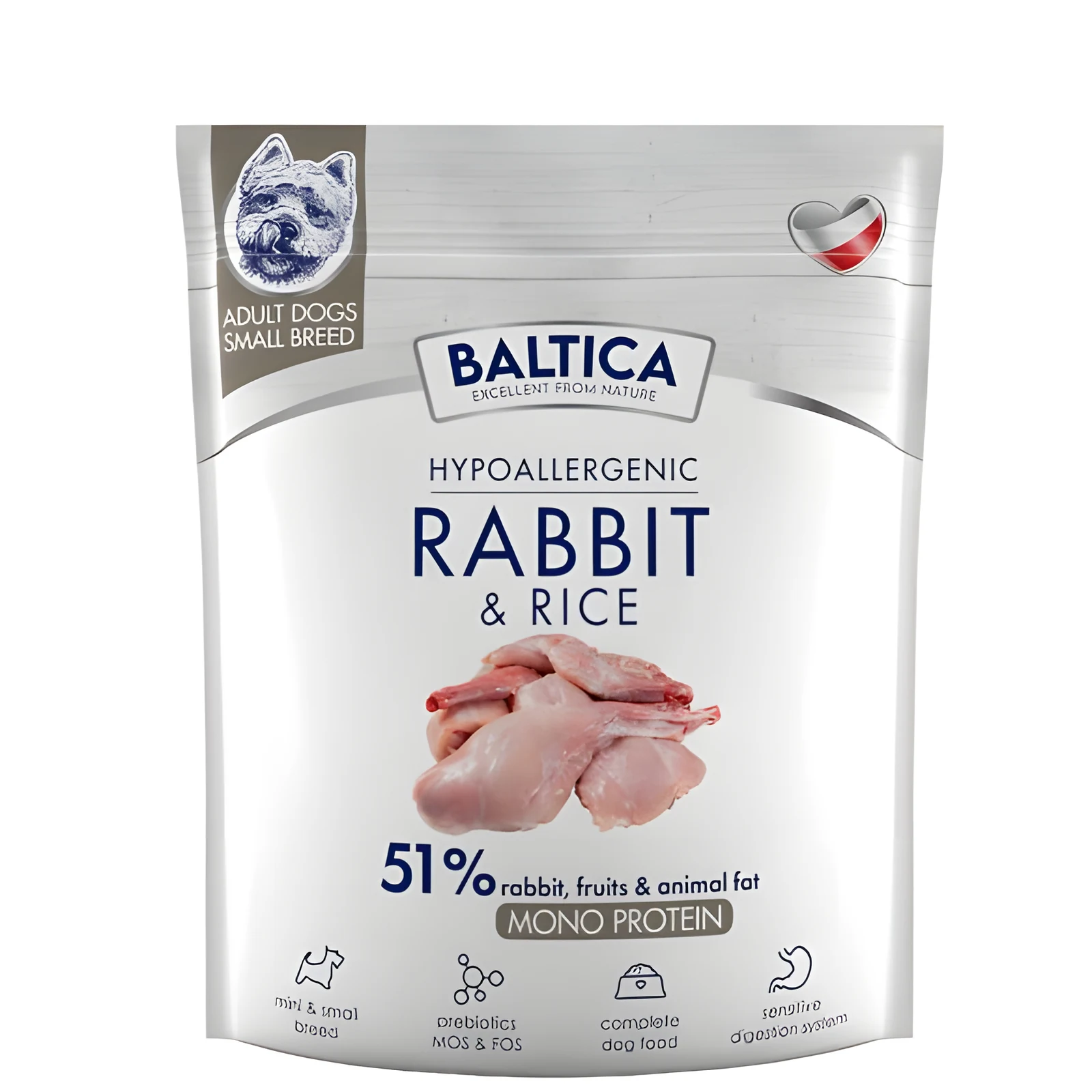 Hipoalergiczna karma sucha dla psów małych i średnich ras - Baltica Nutraceutic z królikiem i ryżem 1kg — zdjęcie 1 z 2