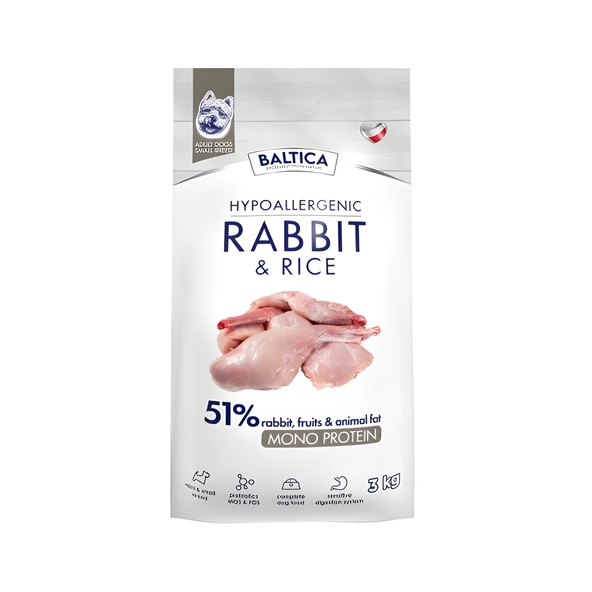 Hipoalergiczna karma sucha dla psów małych i średnich ras - Baltica Nutraceutic z królikiem i ryżem 3kg