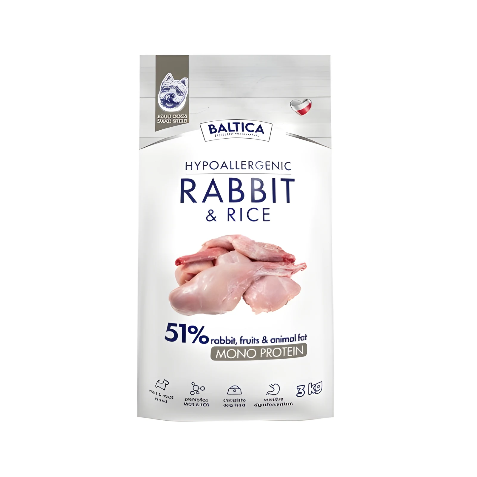 Hipoalergiczna karma sucha dla psów małych i średnich ras - Baltica Nutraceutic z królikiem i ryżem 3kg — zdjęcie 1 z 2