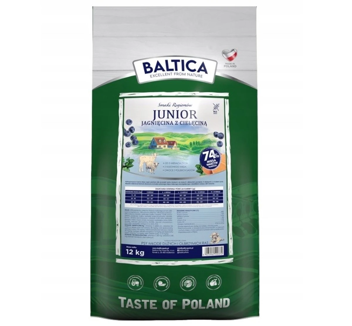 Karma sucha dla szczeniąt BALTICA SMAKI REGIONÓW Junior Jagnięcina 12kg